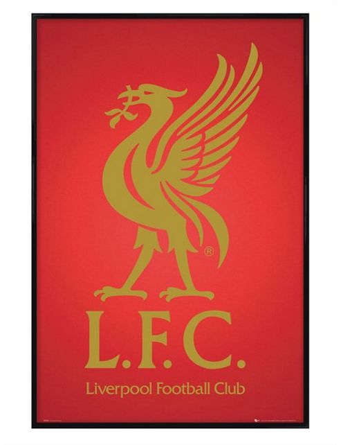 Image of Liverpool Football Club Gloss Black Framed Club Crest Lfc Poster