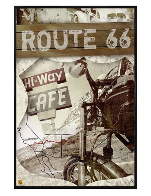 Image of Gloss Black Framed Route 66 Map Poster