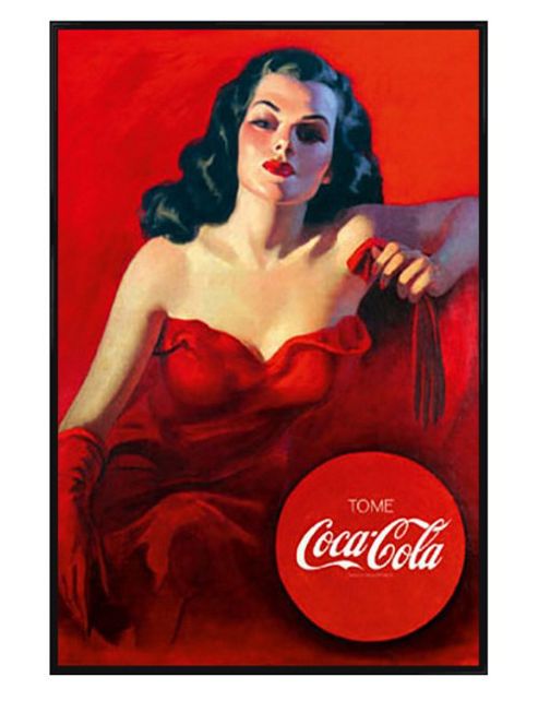 Image of Coca-cola Gloss Black Framed Red Dress Poster