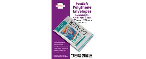 Image of Postsafe Light-weight Polythene Envelope 165x230mm C5 Clear Pack Of 100 P07-100