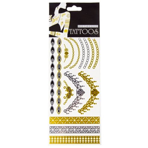 Image of Gold Silver Black Temporary Metallic Tattoo Flash Tattoos Flash - Style 4996