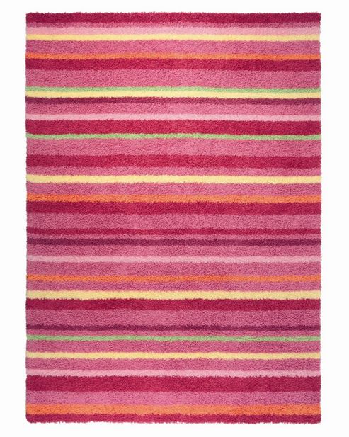 Image of Esprit Funny Stripes Red Shag Rug - 170cm X 240cm
