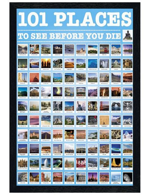 Image of Black Wooden Framed 101 Places To See Before You Die Poster