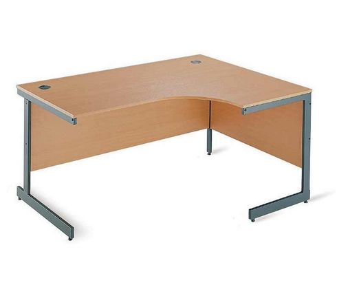 Image of Office Basics Maestro Ergonomic Leg Desk - Oak - Left - 152.4cm