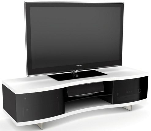 Image of Bdi White Curved Cabinet For Tvs Up To 70 Inch
