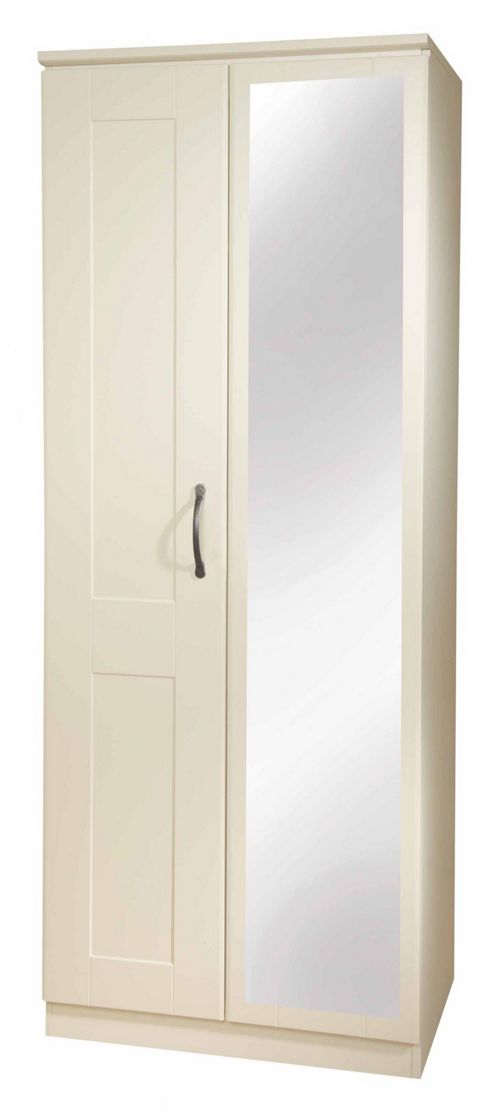 Image of Welcome Furniture Kingston 76.2 Cm Wardrobe With Mirror - Cream