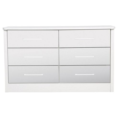 Image of Keswick 6 Drawer Wide mirrored Chest White