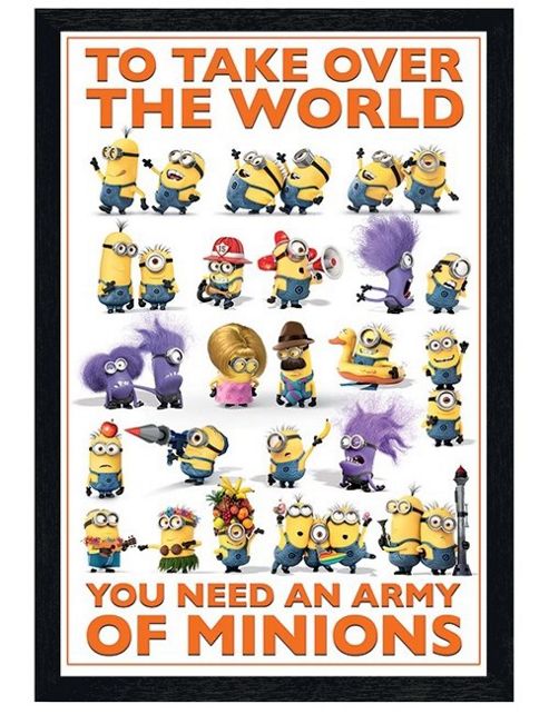 Image of Black Wooden Framed Despicable Me 2 An Army Of Minions Poster