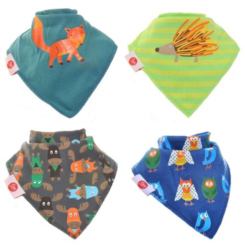 Image of Zippy Woodland Animals Bandana Dribble Bibs, 4 Pack, One Size