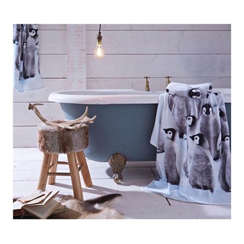 Image of Catherine Lansfield Home Penguin Colony 400gsm Bath Towel Multi Coloured