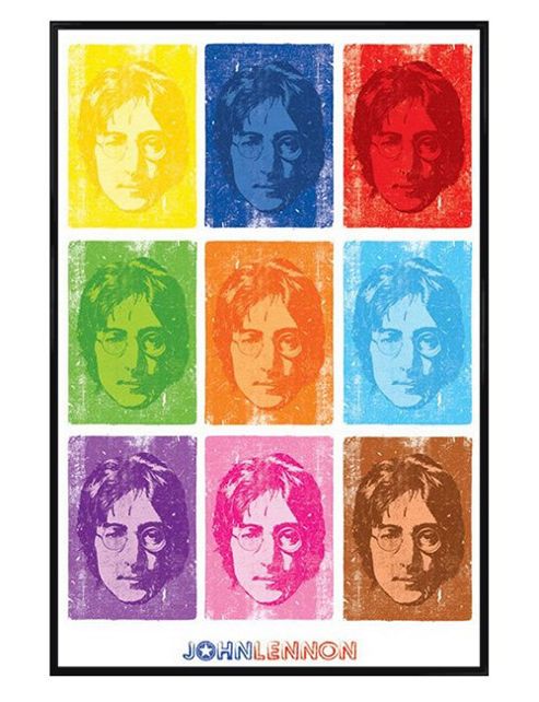 Image of John Lennon Gloss Black Framed Pop Art Portraits Poster