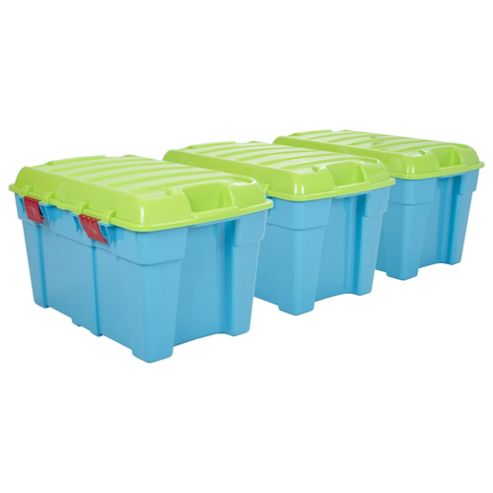 Image of Wham Plastic Storage Trunk - 3 Pack - Blue