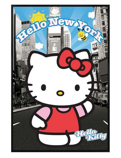 Image of Hello Kitty Gloss Black Framed Hello New York Poster