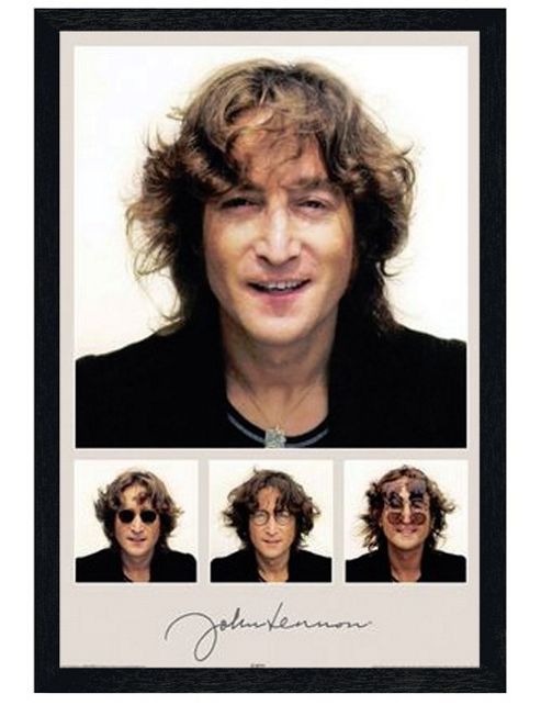 Image of John Lennon Black Wooden Framed Iconic Musician Poster