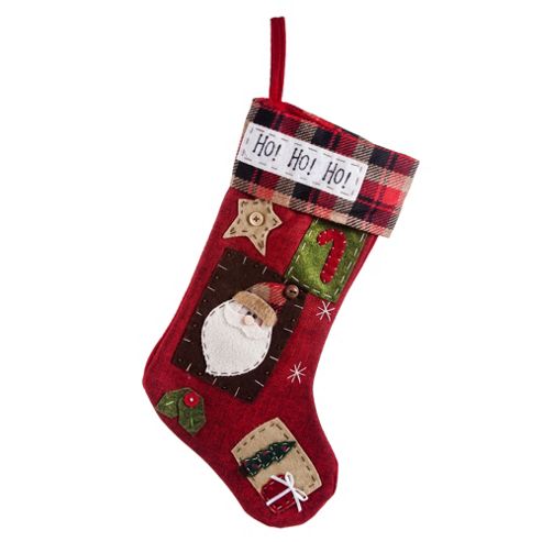 Image of Hanging Red Fabric Christmas Father Christmas 'ho! Ho! Ho!' Stocking