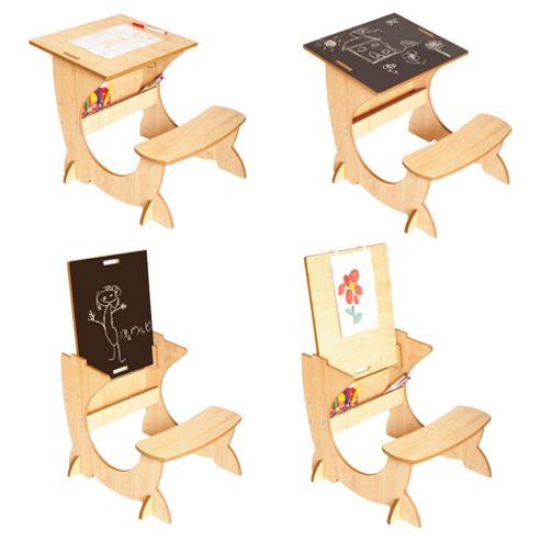 Image of Little Helper 3 In 1 Wooden Artstation Infant Desk In Maple