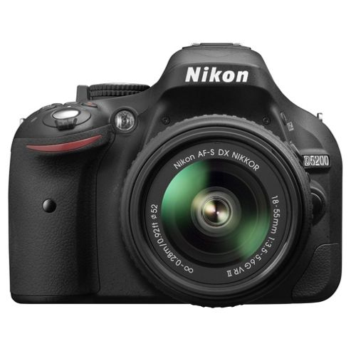 Image of Nikon D5200 Digital Slr, Black, 24.2mp, 3" Lcd Screen, 18-55 Vr Ii Lens