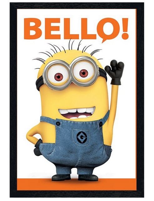 Image of Black Wooden Framed Despicable Me 2 Minion Bello Poster