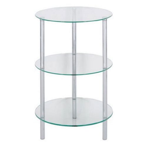 Image of Levv Sierra 3 Tier Clear Glass Lamp Table