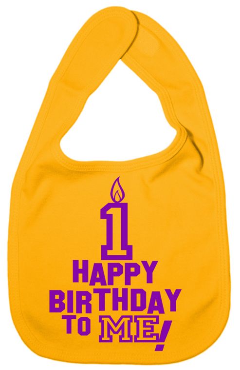 Image of Dirty Fingers Happy 1st Birthday To Me! Baby Bib Yellow