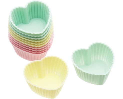 Image of Sweetly Does It Pack Of Twelve Silicone Mini Heart Shaped Cases
