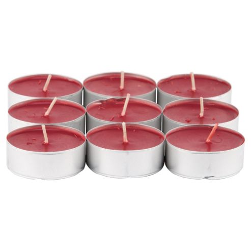 Image of Tesco Unfragranced Maxi Tealights 9 Pack, Red