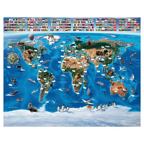 Image of Map Of The World Wallpaper Mural 8ft X 10ft