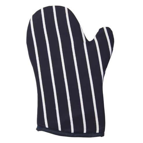 Image of Rushbrookes Butchers Stripe Oven Glove Gauntlet, Navy