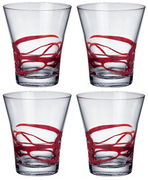 Image of Bormioli Rocco Ceralacca Tumblers Glasses - 385ml - 13oz - Red - Set Of 4