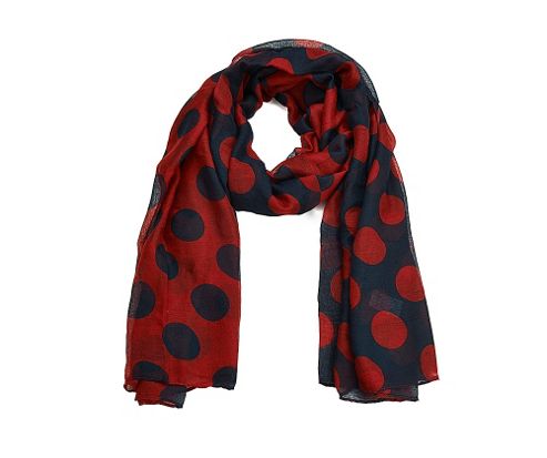 Image of Navy And Red Large Polka Dot Scarf