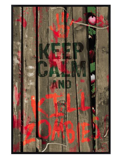 Image of Gloss Black Framed Keep Calm And Kill Zombies Poster