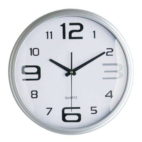 Image of Premier Housewares Round Wall Clock Silver Large / Small Numbers