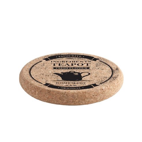 Image of "t&g Small Chunky Round Hotpot Stand, Tea Pot Print In Fsc Certified Cork "