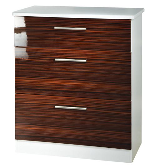 Image of Welcome Furniture Knightsbridge 3 Drawer Deep Chest - White - Ebony