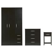 Ashton 3 Door Wardrobe Set Black Ash