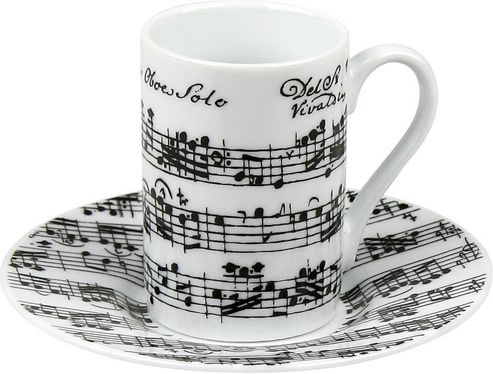 Image of K--nitz Minipresso Vivaldi Libretto Cup And Saucer In White (set Of 4)