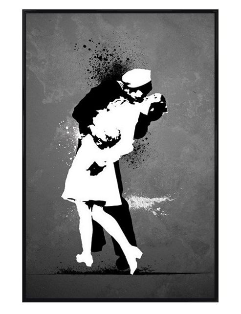 Image of Gloss Black Framed War's End Kiss Poster