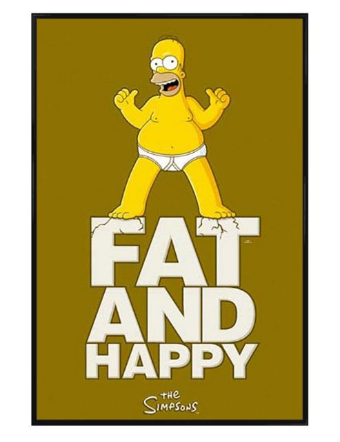 Image of The Simpsons Homer Simpson Gloss Black Framed Fat And Happy! Poster