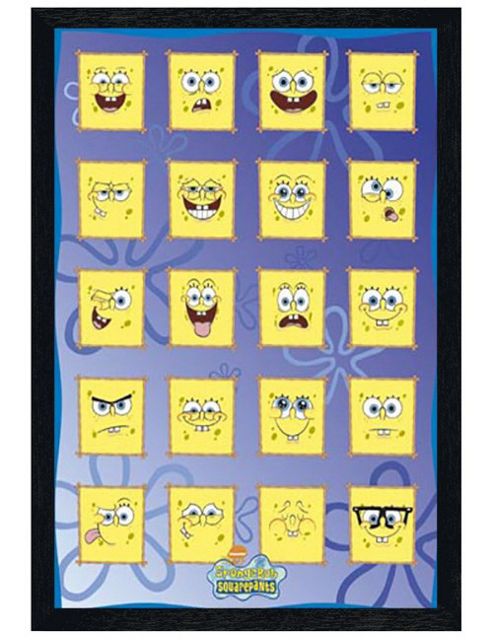 Image of Squarepants Spongebob Black Wooden Framed Face Off Poster