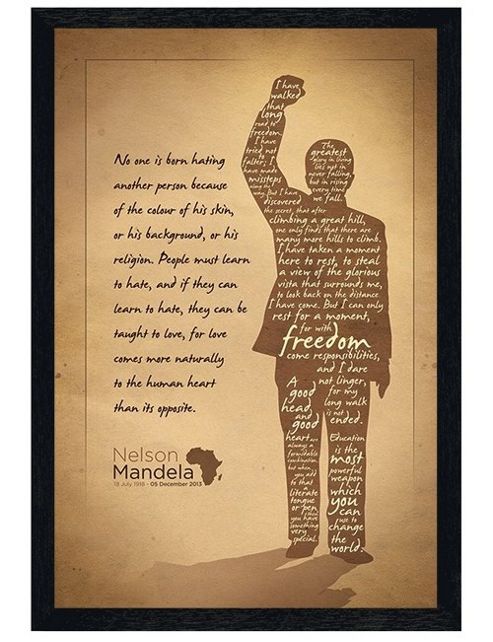 Image of Nelson Mandela Black Wooden Framed Silhouette Poster
