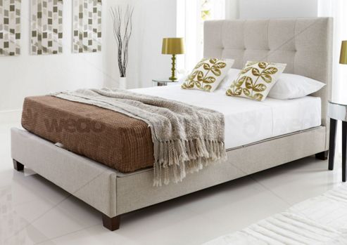 Image of Walkworth Ottoman Bed - Kingsize (5ft) - Fabric - Oatmeal