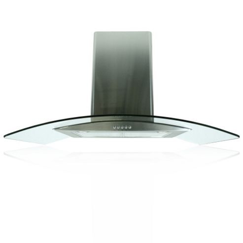 Image of Electriq Eiqchcgssc90 90cm Curved Clear Glass Chimney Cooker Hood Stainless Steel