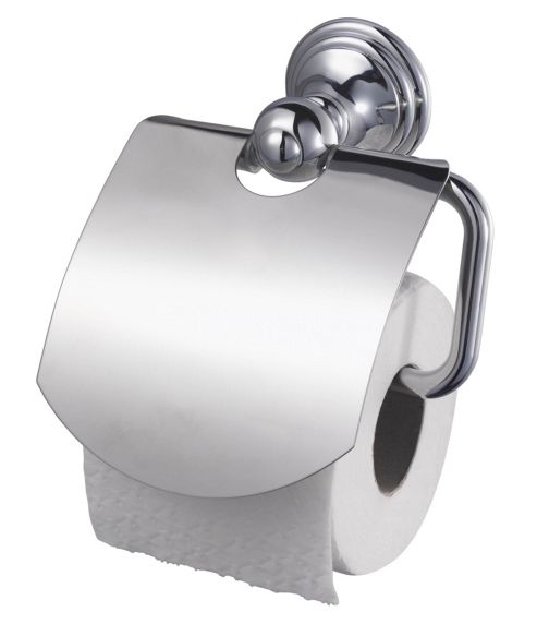 Image of Haceka Allure Toilet Roll Holder In Chrome With Lid