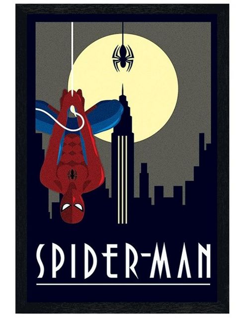 Image of Black Wooden Framed Marvel Deco Spider-man Poster
