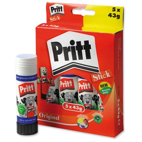 Image of Pritt Stick Glue Solid Washable Non-toxic Large 43g Ref 1456072 [pack 5]