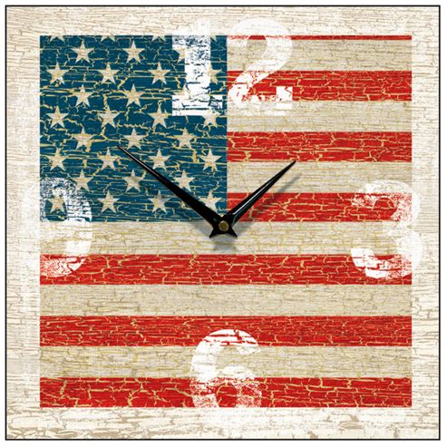Image of Smith & Taylor Usa Flag Vintage Square Wall Clock