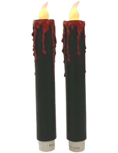 Image of Set Of 2 Black Led Dripping Candles