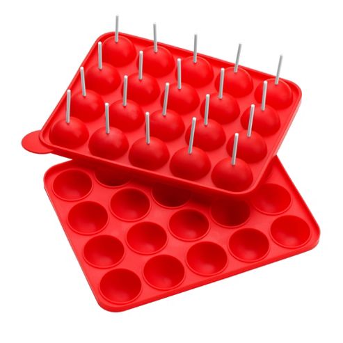 Image of Premier Housewares Rectangular Silicone Cake Pop Mould In Red