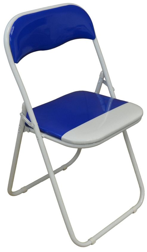 Image of Blue / White Padded Folding Desk Chair - Great For, Office, Desk, Poker, Spare
