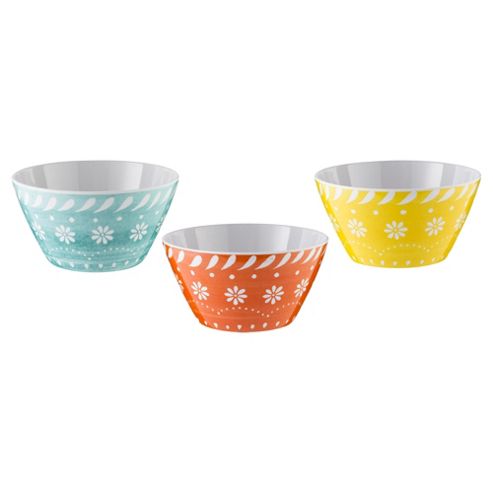 Image of Tesco Melamine Brights Bowls, Set Of 3